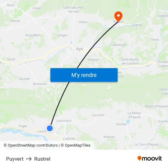 Puyvert to Rustrel map