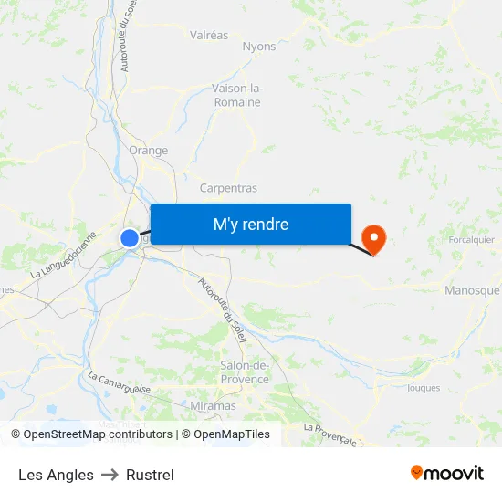 Les Angles to Rustrel map
