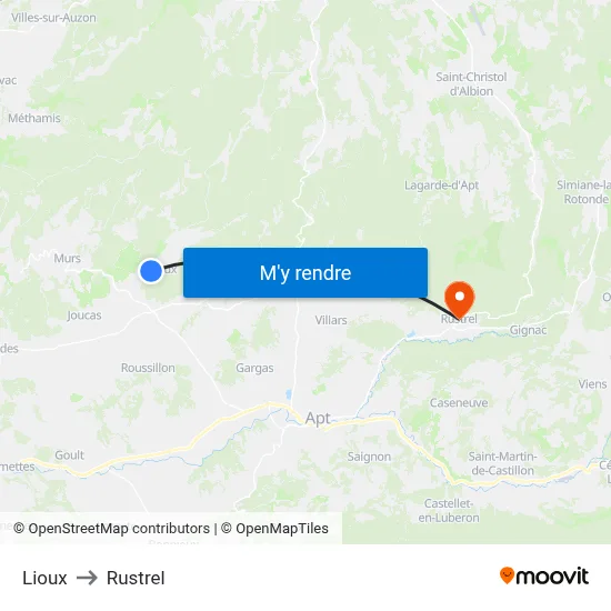 Lioux to Rustrel map