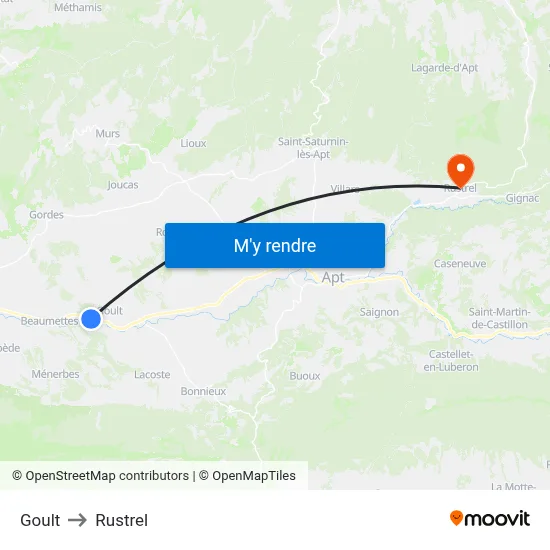 Goult to Rustrel map