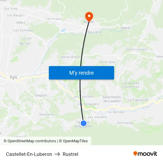 Castellet-En-Luberon to Rustrel map