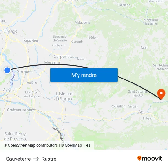 Sauveterre to Rustrel map