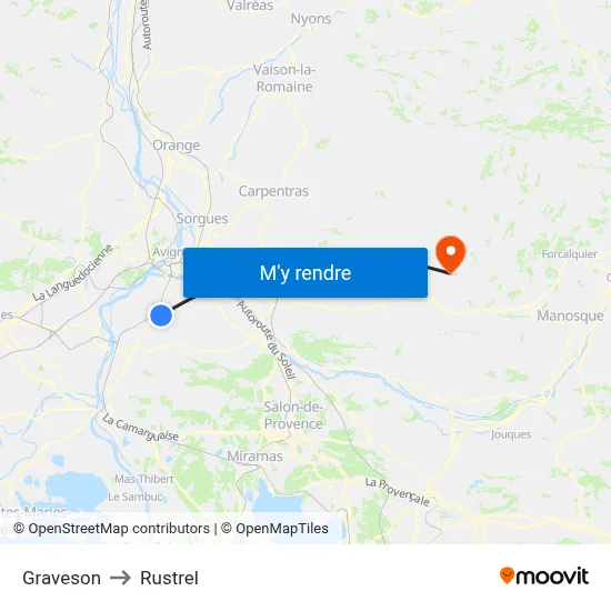 Graveson to Rustrel map
