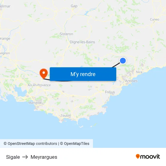 Sigale to Meyrargues map