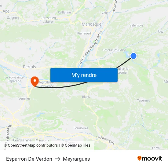 Esparron-De-Verdon to Meyrargues map