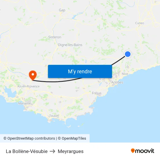 La Bollène-Vésubie to Meyrargues map