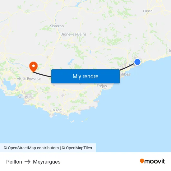 Peillon to Meyrargues map