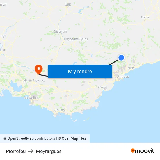 Pierrefeu to Meyrargues map