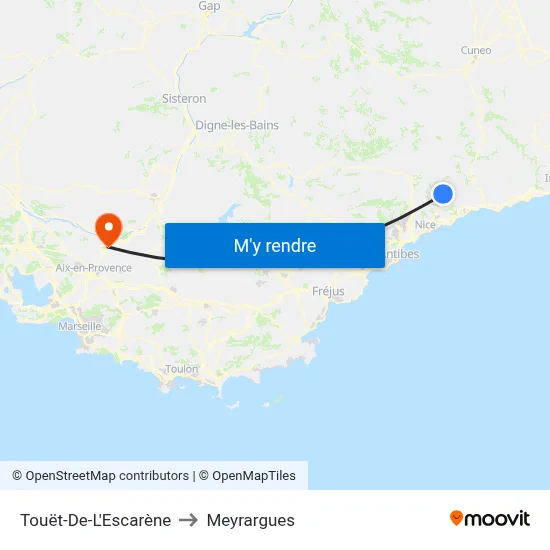 Touët-De-L'Escarène to Meyrargues map