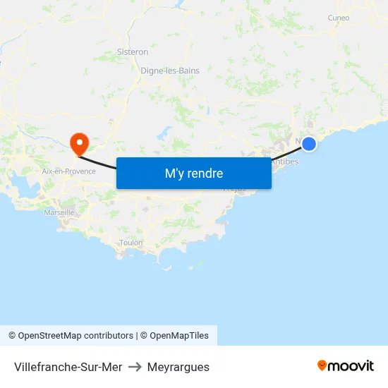 Villefranche-Sur-Mer to Meyrargues map