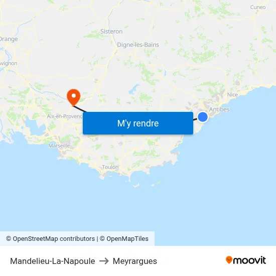 Mandelieu-La-Napoule to Meyrargues map