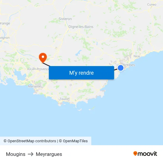 Mougins to Meyrargues map