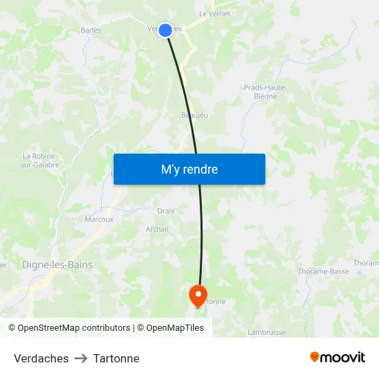 Verdaches to Tartonne map