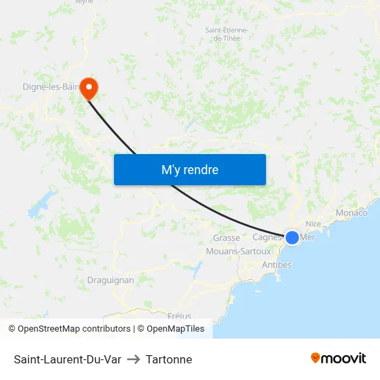 Saint-Laurent-Du-Var to Tartonne map