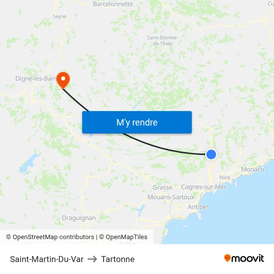 Saint-Martin-Du-Var to Tartonne map