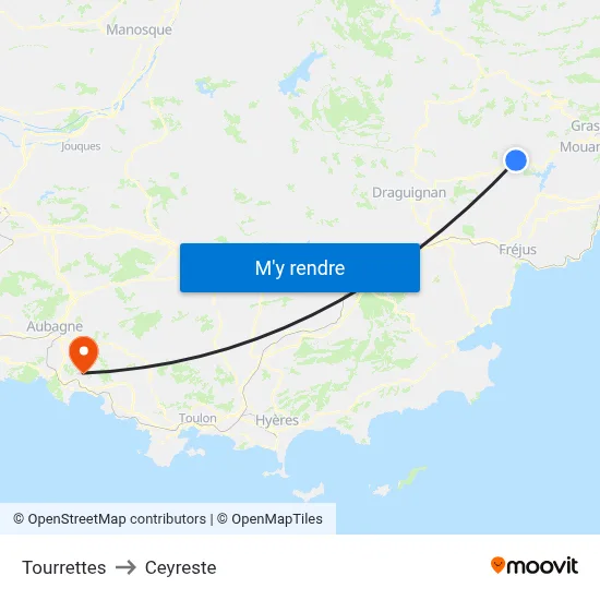 Tourrettes to Ceyreste map