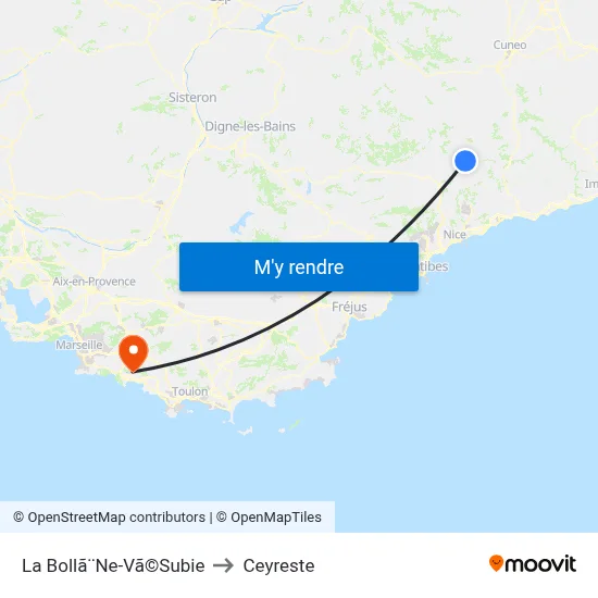 La Bollã¨Ne-Vã©Subie to Ceyreste map