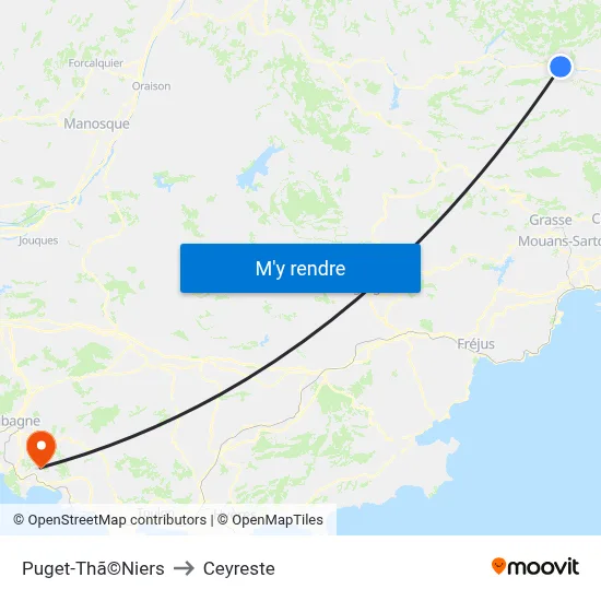 Puget-Thã©Niers to Ceyreste map