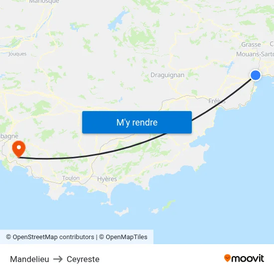 Mandelieu to Ceyreste map