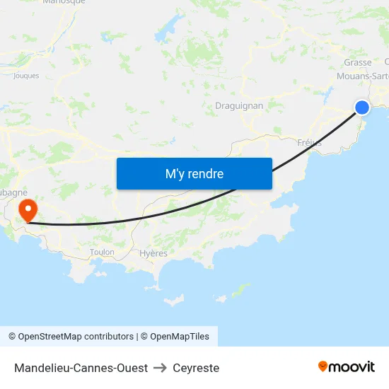 Mandelieu-Cannes-Ouest to Ceyreste map