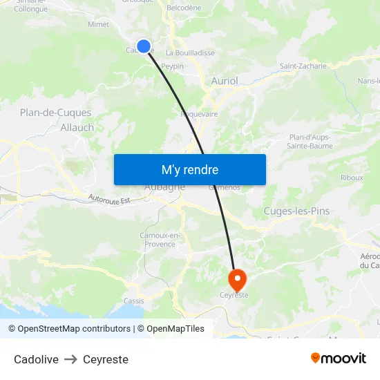 Cadolive to Ceyreste map