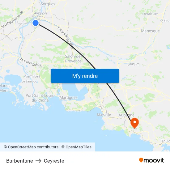 Barbentane to Ceyreste map