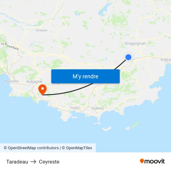 Taradeau to Ceyreste map