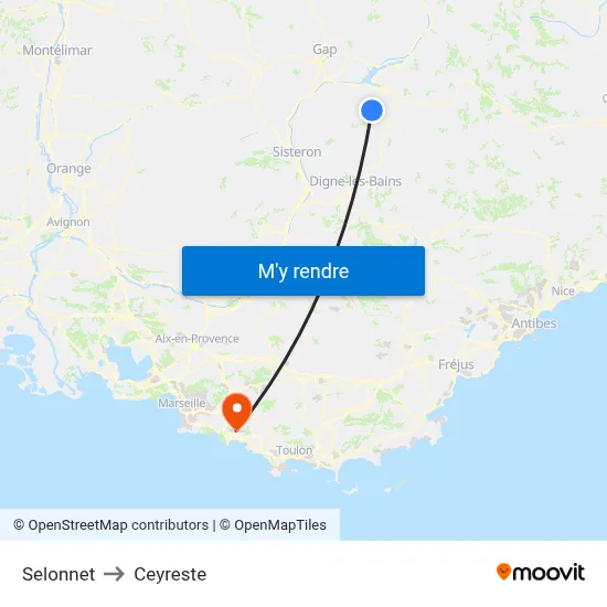 Selonnet to Ceyreste map