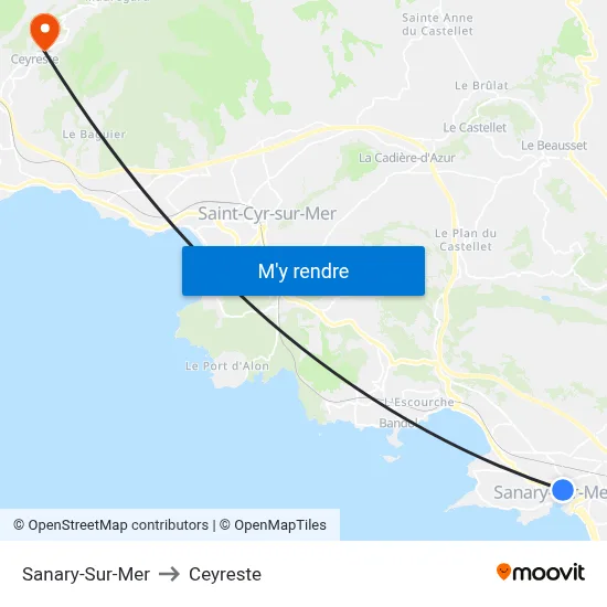 Sanary-Sur-Mer to Ceyreste map