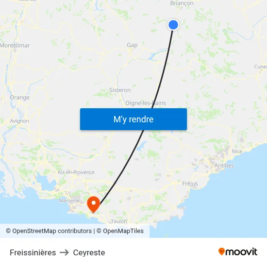 Freissinières to Ceyreste map