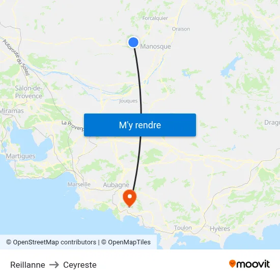 Reillanne to Ceyreste map