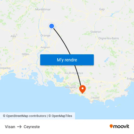Visan to Ceyreste map