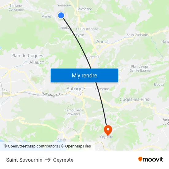 Saint-Savournin to Ceyreste map