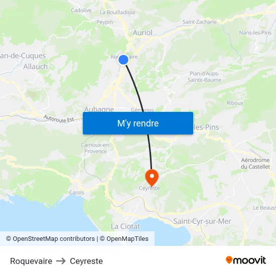 Roquevaire to Ceyreste map