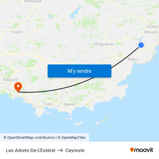 Les Adrets-De-L'Estérel to Ceyreste map