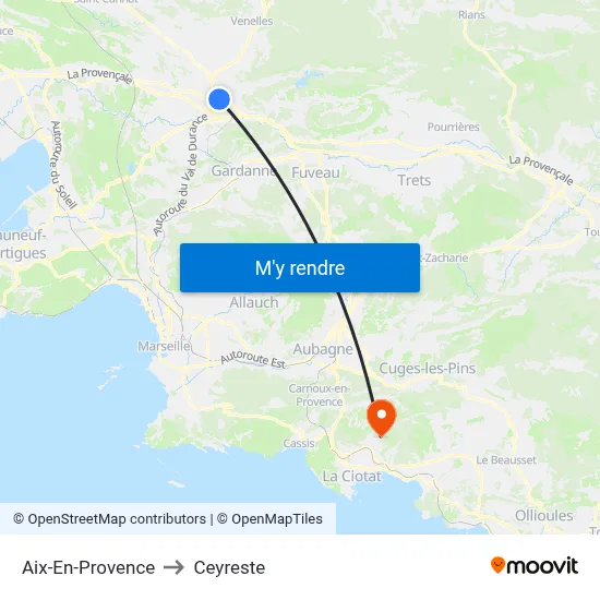 Aix-En-Provence to Ceyreste map