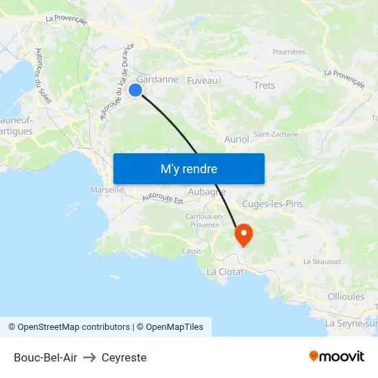 Bouc-Bel-Air to Ceyreste map