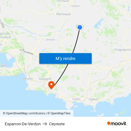 Esparron-De-Verdon to Ceyreste map