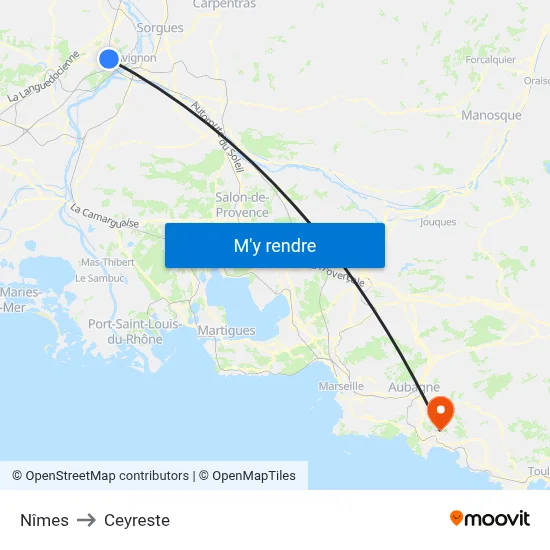 Nîmes to Ceyreste map