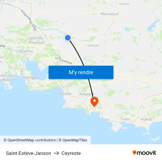 Saint-Estève-Janson to Ceyreste map