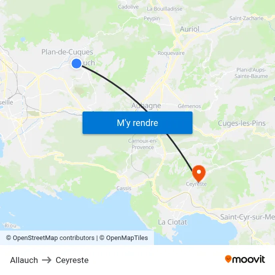 Allauch to Ceyreste map
