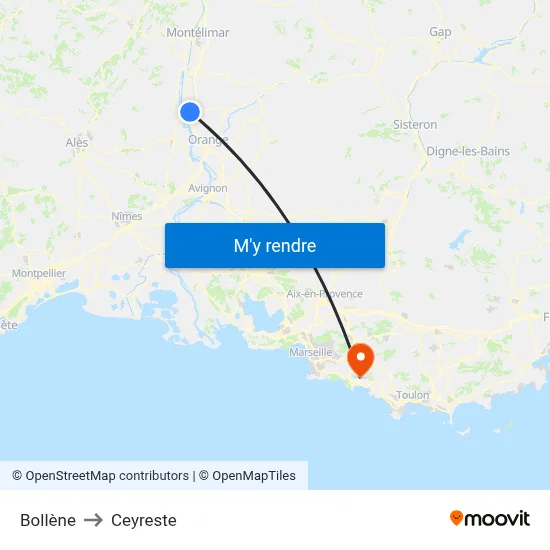 Bollène to Ceyreste map