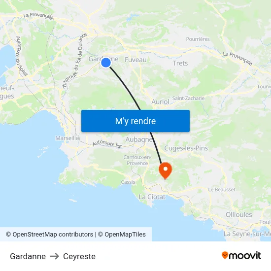 Gardanne to Ceyreste map