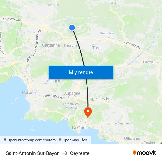 Saint-Antonin-Sur-Bayon to Ceyreste map