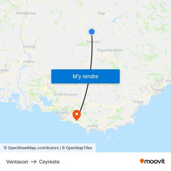 Ventavon to Ceyreste map