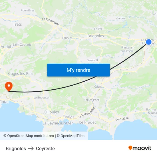 Brignoles to Ceyreste map
