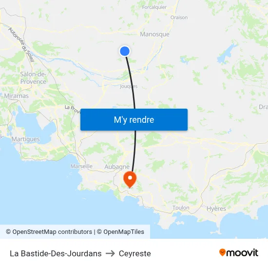 La Bastide-Des-Jourdans to Ceyreste map