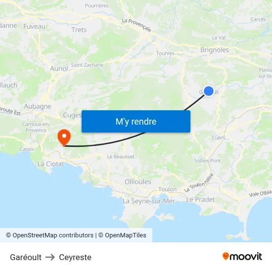 Garéoult to Ceyreste map