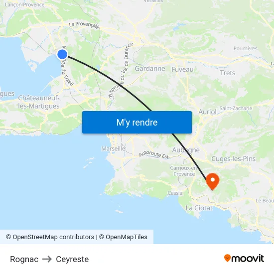 Rognac to Ceyreste map