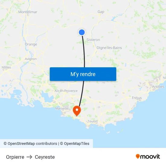 Orpierre to Ceyreste map